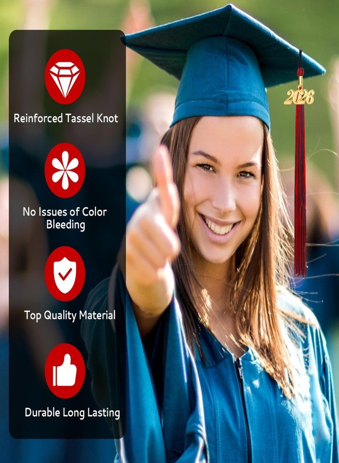 Nelisylux 2026 Tassel Graduation, Black Red Graduation Tassel, 2026 Tassel Charms for Graduations Cap Decorations, Tassels Memorial Grad Cords for College High School Graduate Hat Ceremonies Accessories - Image 3